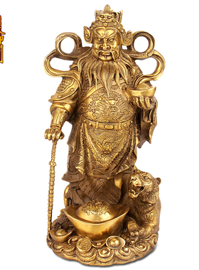 纯铜武财神赵公明神像财神爷佛像招财摆件客厅办公室店铺开业礼品