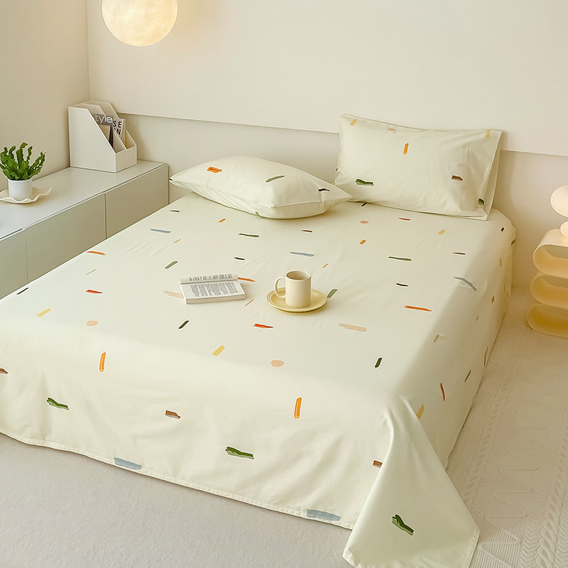 生活倒影  清新干净舒适 绿色彩条全棉斜纹床单床笠被单可定制,床上用品,床单,淘宝优惠券,粉丝福利购,淘宝优惠卷