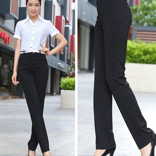 西装裤女夏垂感超薄高个子直筒宽松胖MM大码黑色显瘦加长弹力职业