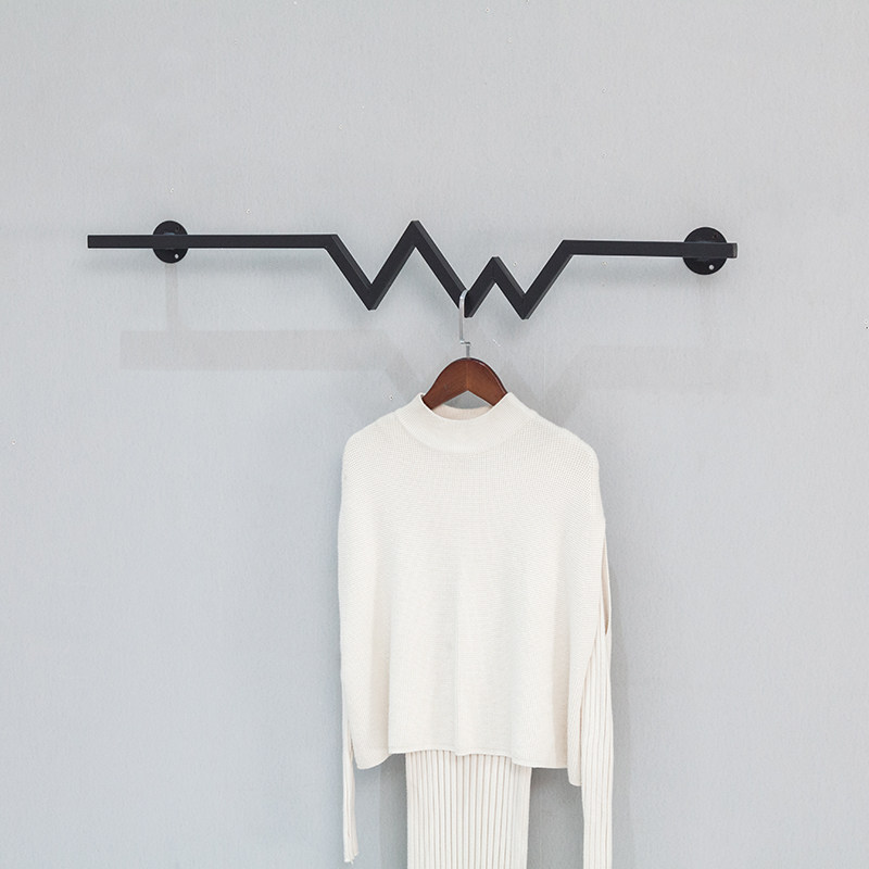衣架服装店展示架子上墙铁艺货架男女童装店服装架壁挂式正侧挂架
