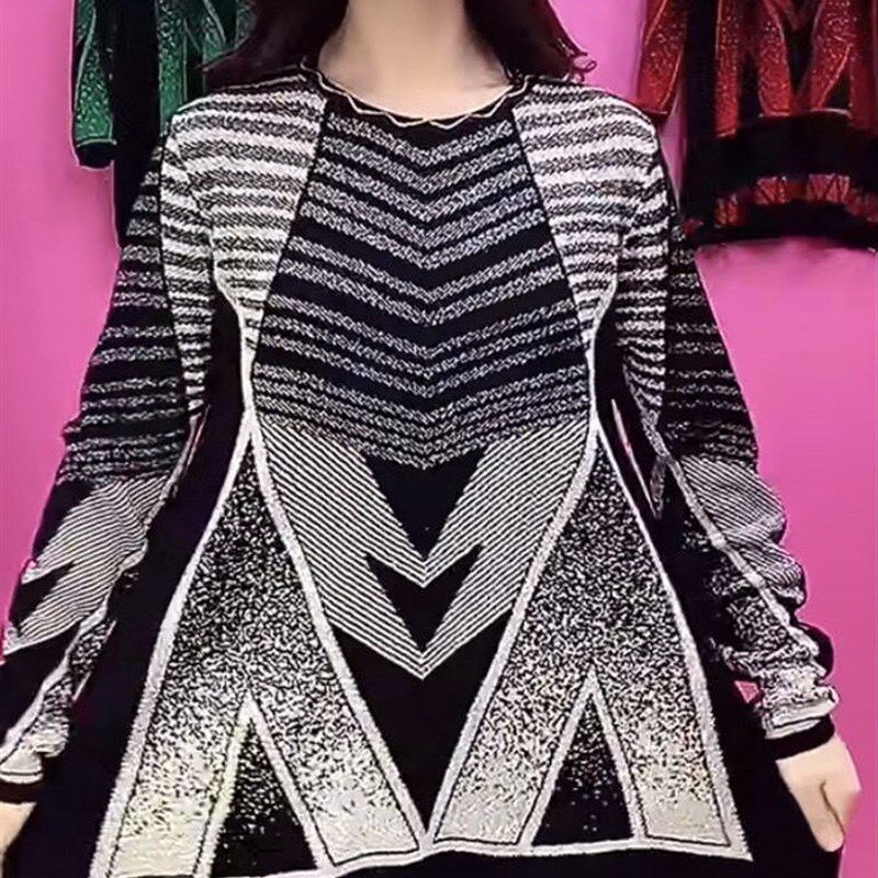 毛针织打底衫女秋冬中长款长袖T恤大码中年女大版衫宽松毛衣上衣