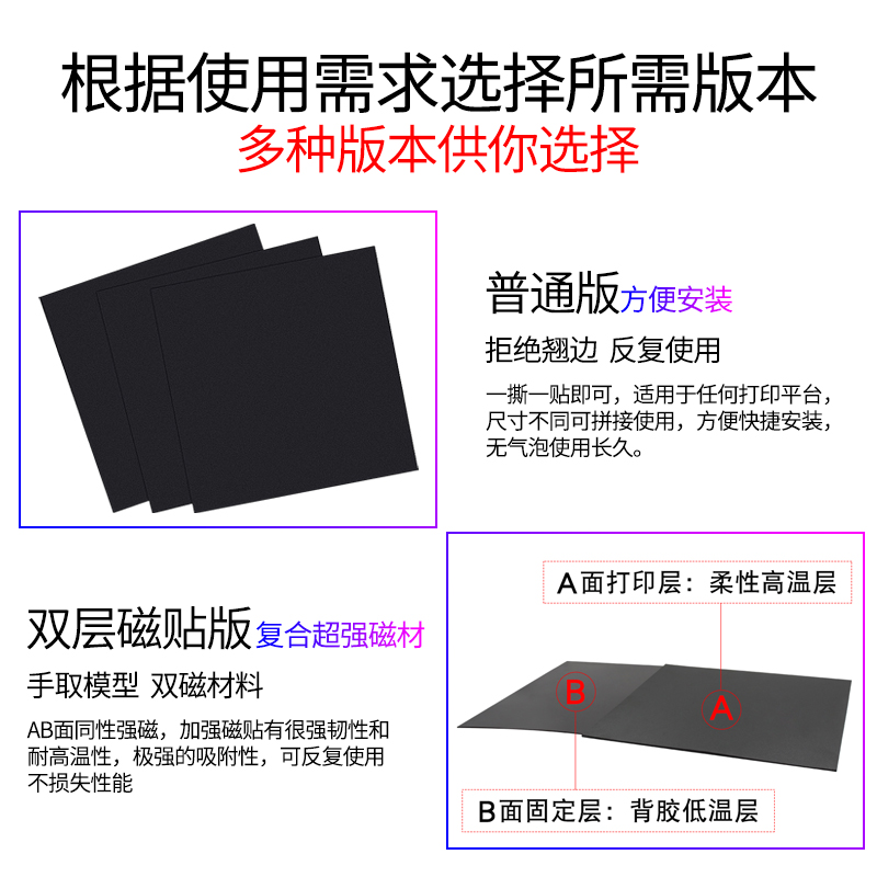 3d打印机平台贴膜 热床平台柔性磁贴膜  磁性贴纸底板垫 防翘边