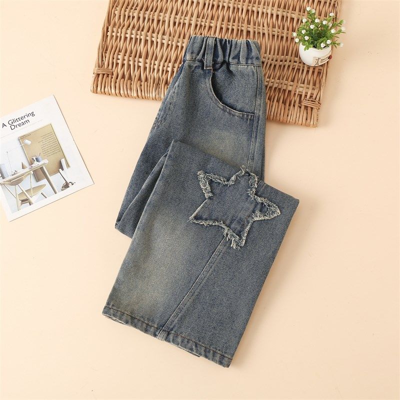 女童裤子春秋外穿2024新款中大童宽松直筒阔腿女孩秋季儿童牛仔裤,童装/婴儿装/亲子装,裤子,淘宝优惠券,粉丝福利购,淘宝优惠卷