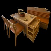 西塔老太太日式 实木不锈钢泥炉烤肉桌下排火锅桌烧烤桌椅商用 韩式