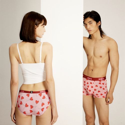 mon2fri男士内裤爱心粉色四角裤情人节送男生情侣礼物礼盒仪式潮