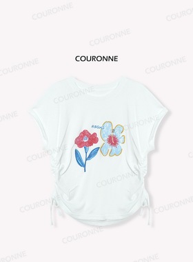 【双生花蕊】夏款时尚洋气时尚百搭休闲短袖圆领T恤新款上衣34899