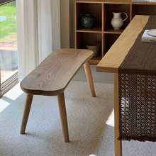 年轮叙事｜奶油风白蜡木长条凳实木原木入户换鞋凳床尾凳餐桌凳