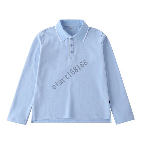 斯踏迪英伦风学院枣红长袖polo衫T恤春秋翻领校服 中小学生打底衫