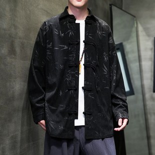男士外套新中式中国风男装长袖衬衫2025新款春秋季汉服男款唐装潮