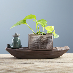 绿萝铜钱草花盆水养水培盆陶瓷家用碗莲缸长方形专用养鱼