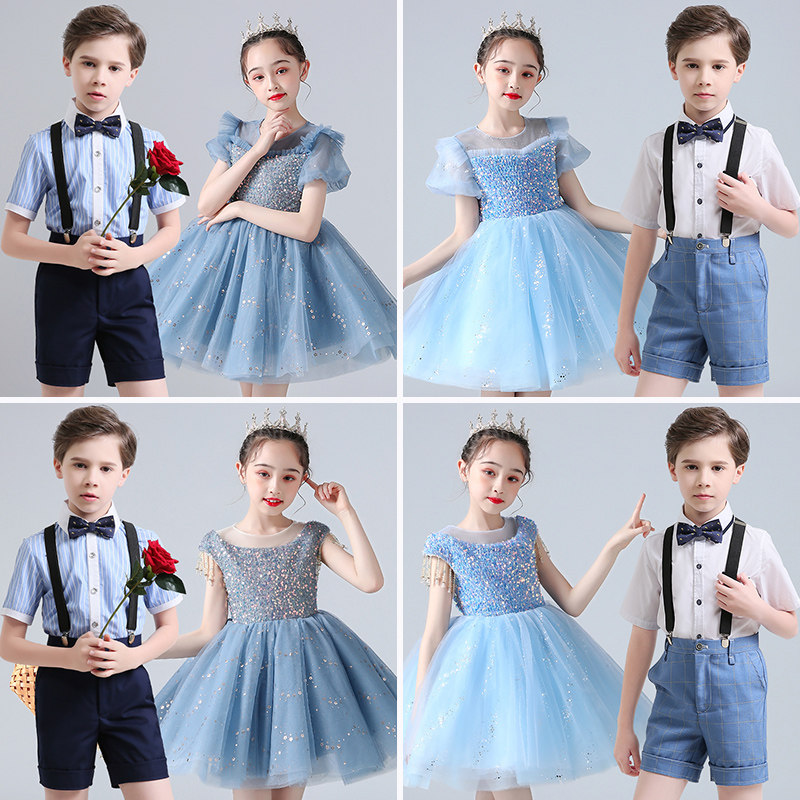 六一儿童大合唱演出服小学生表演服男童礼服套装幼儿园女童蓬蓬裙