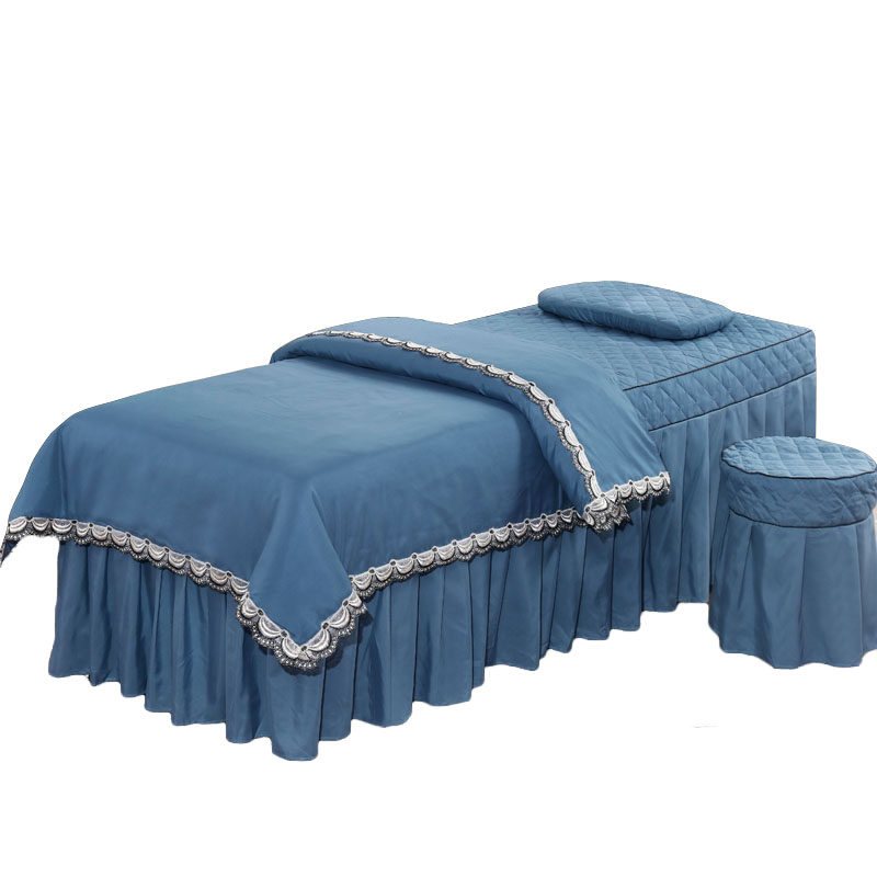欧式美容床罩四件套纯棉简约美容院专用按摩美体床罩床套床单定做