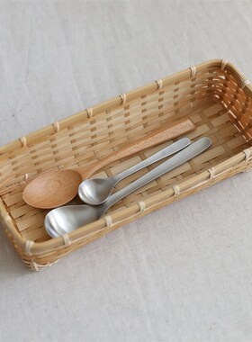 手艺人手作竹制品竹编器皿长形收纳筐餐具筷子茶叶包小物收纳盒
