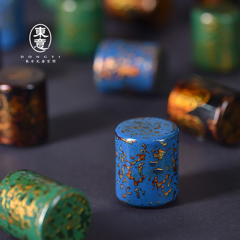 东意文房 中国风手工大漆黄铜实心镇纸天然漆器创意文镇书镇摆件