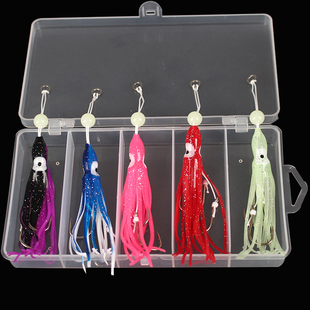 海钓炎月铁板钓组配件海鲈路亚饵软胶章鱼鱿鱼须鱼钩假饵渔具5只