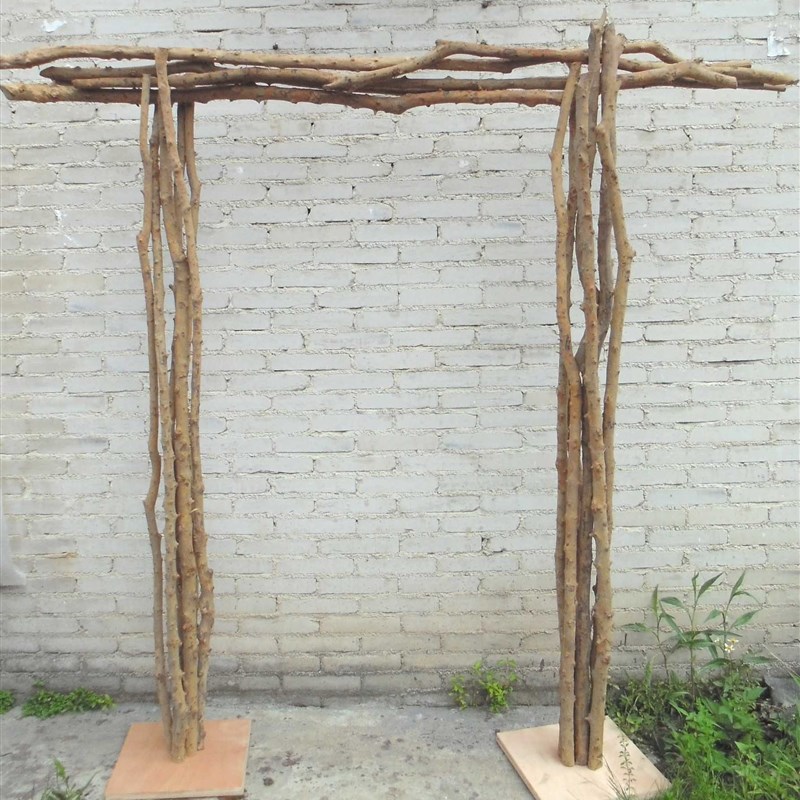 新款森系田园婚庆实木拱门原木多杆组装花门架子花艺装饰花架道具