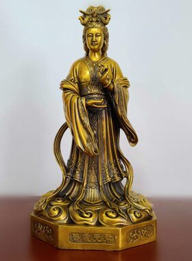 碧霞元君铜像泰山奶奶黄铜精工泰山娘娘神像铜器工艺品摆件