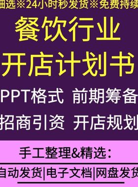 餐饮行业饭店没事餐厅小吃饭馆创业计划书PPT模板案例招商引资