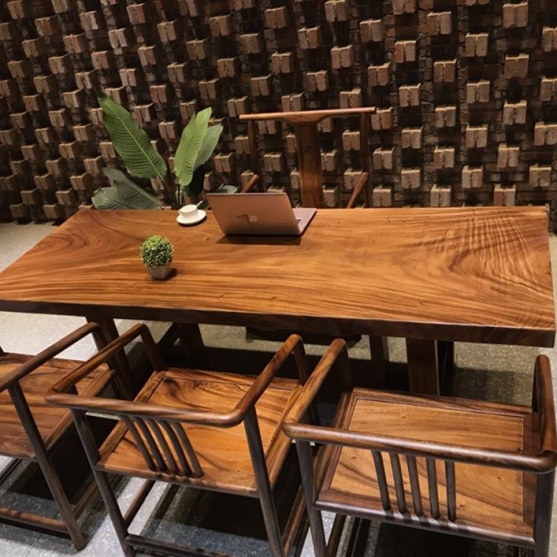 胡桃木实木大板茶桌茶台实木办公桌餐桌大板桌实木画案,商业/办公家具,大板桌,淘宝优惠券,粉丝福利购,淘宝优惠卷