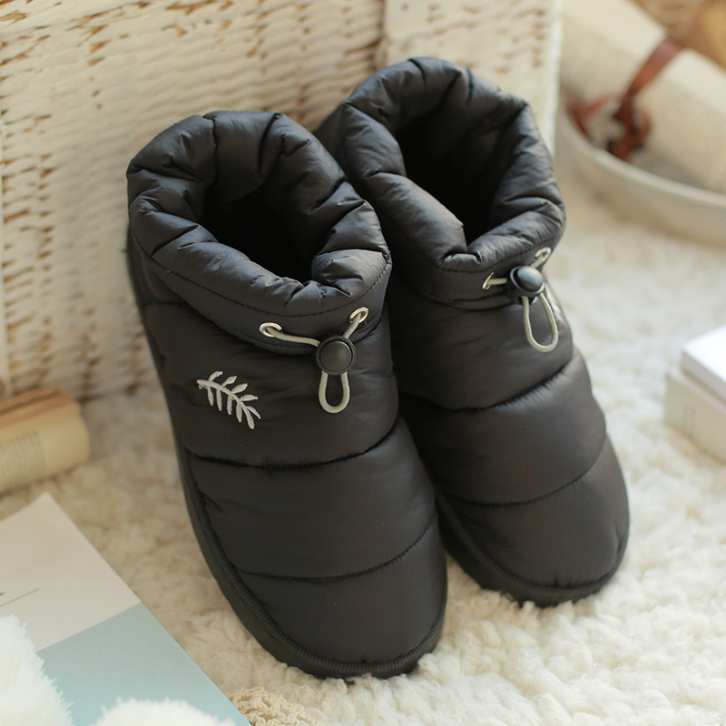 妈妈棉鞋女冬季加绒平底保暖羽绒棉拖鞋居家室内鞋防水厚底软底