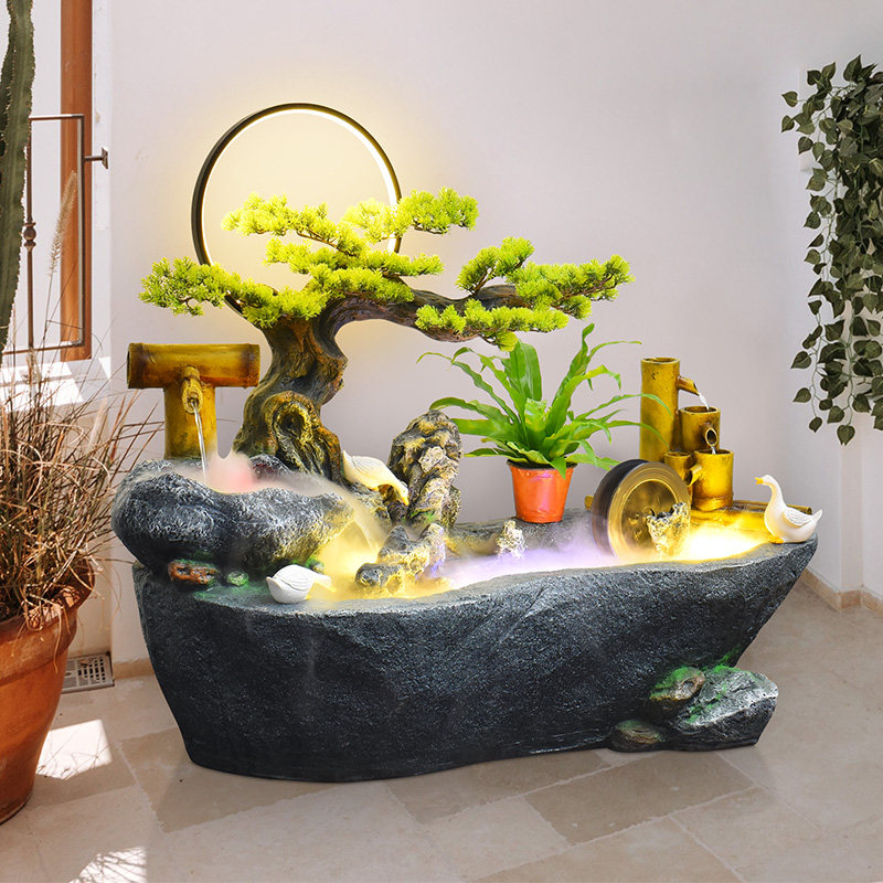 庭院阳台假山流水喷泉摆件鱼池造景花园循环水景观装饰开业乔迁礼,家居饰品,落地摆件,淘宝优惠券,粉丝福利购,淘宝优惠卷