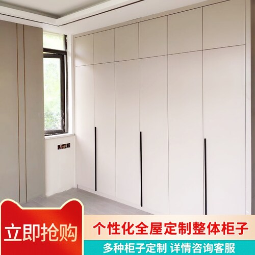 四川绵阳厂家全屋定制家具高光板轻奢玻璃门烤漆吸塑平开门衣柜木