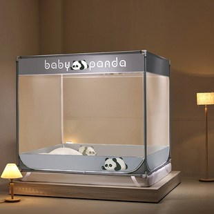 A类全底坐床儿童防摔蚊帐床笠式回底三开门1.8m单人1.35m加粗支架