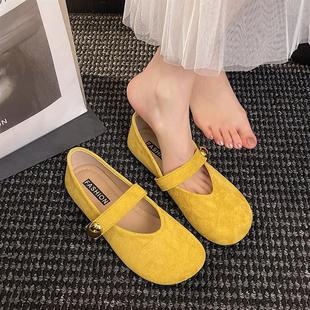 配裙子豆豆鞋 网红一字带玛丽珍鞋 软底浅口单鞋 女2025年春季 子 新款