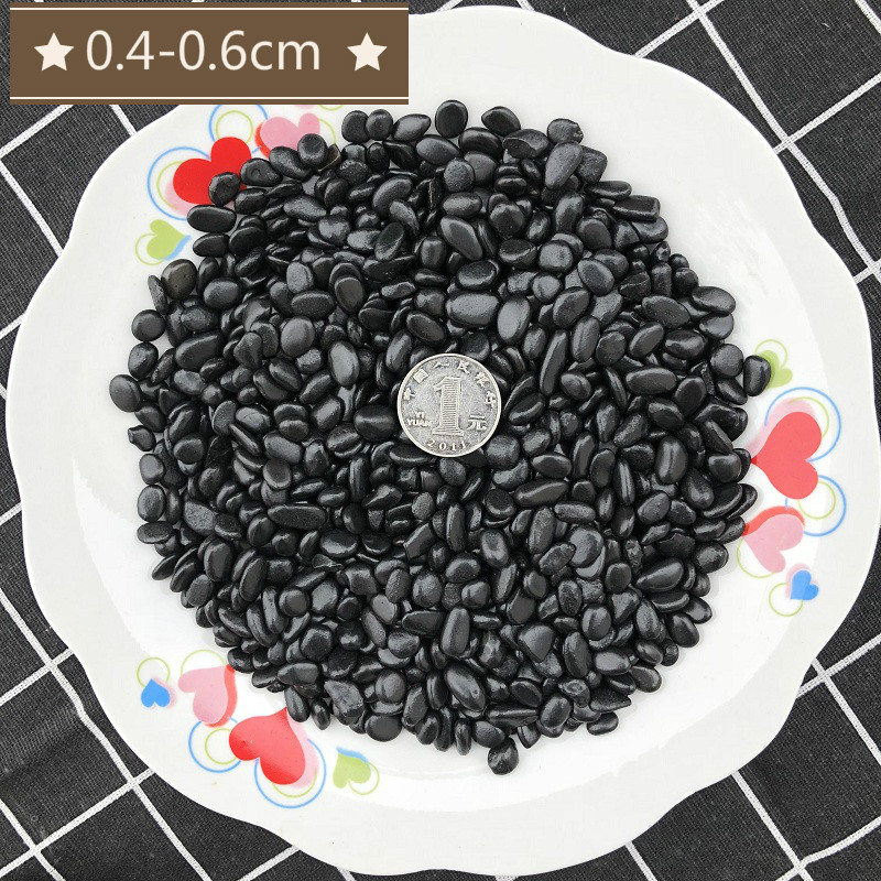 黑色鹅卵石大小园艺黑石头雨花石鹅软石园林花盆装饰铺路5斤包邮