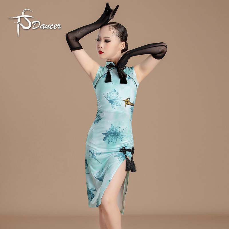 新款儿童拉丁舞裙少儿舞蹈女童练习演出服比赛表演古典旗袍中国风