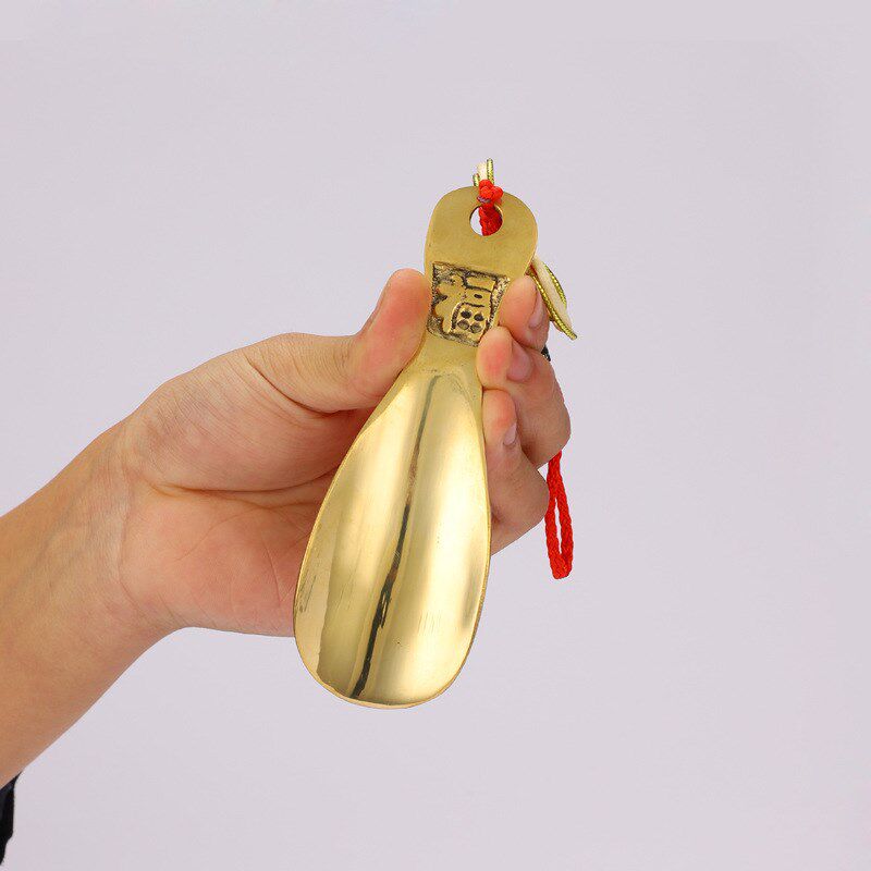 纯铜鞋拔子提鞋器提子穿鞋器短款抽鞋器鞋溜子家用纯黄铜礼品装