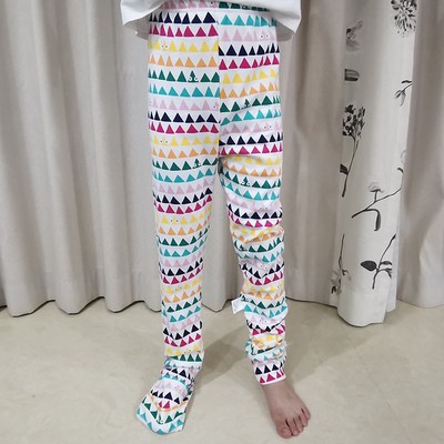 儿童包脚裤春夏纯棉薄款男女宝宝长裤中大童夏连袜空调房防蚊睡裤