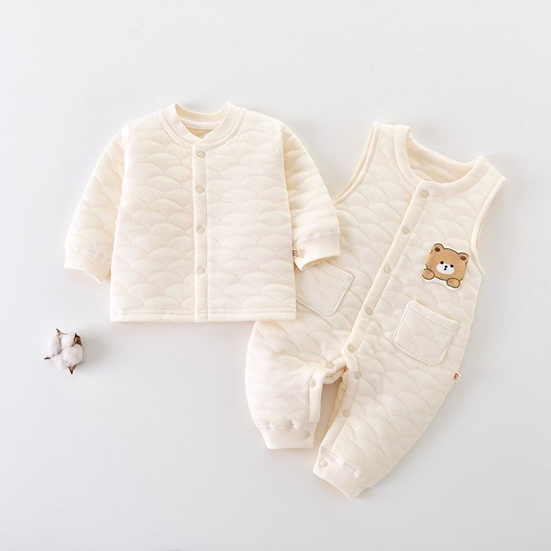 婴儿三层保暖背带裤套装男女宝宝秋冬季纯棉上衣吊带连体裤外出服,童装/婴儿装/亲子装,连身衣/爬服/哈衣,淘宝优惠券,粉丝福利购,淘宝优惠卷