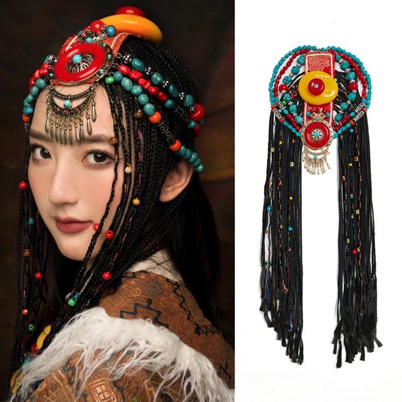 藏族头饰女彩色彩绳假发片辫子麻花辫舞蹈演出民族风发饰写真头饰,饰品/流行首饰/时尚饰品新,发饰,淘宝优惠券,粉丝福利购,淘宝优惠卷