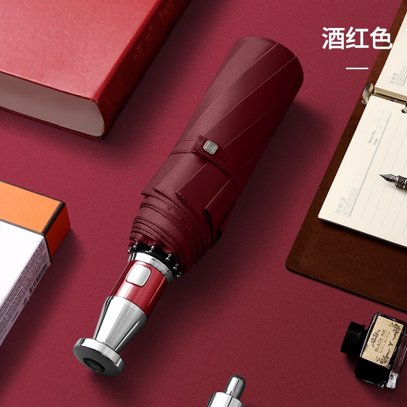 新款金属水电镀黑胶防晒自动伞破窗汽D车伞男士商务雨伞可加印log