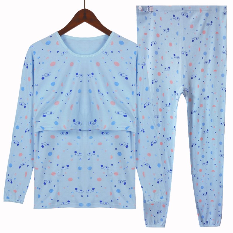 哺乳秋衣秋裤套装产妇大码产后纯棉长袖全棉怀孕期月子服保暖内衣