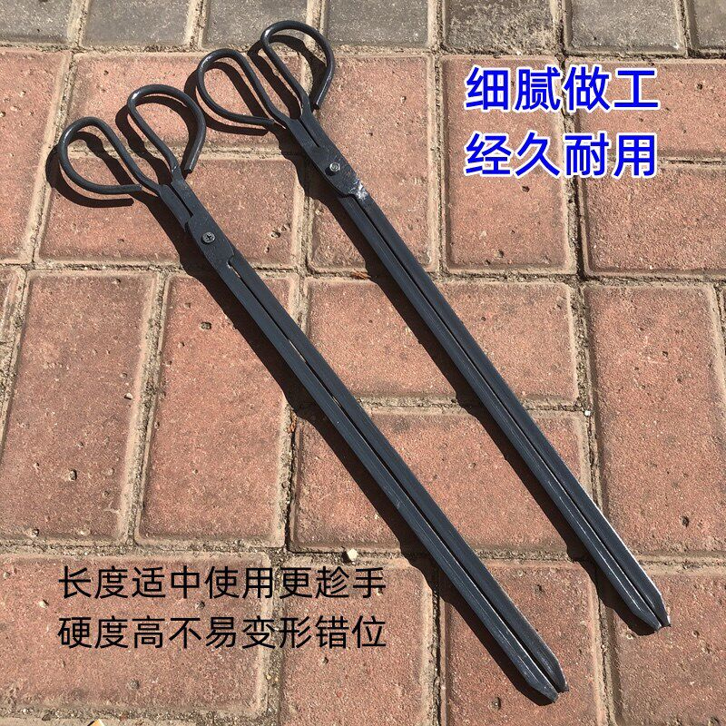 精品火钳烧火铁垃圾夹煤球钳子加C厚加长不锈钢厨房夹子家用取炭