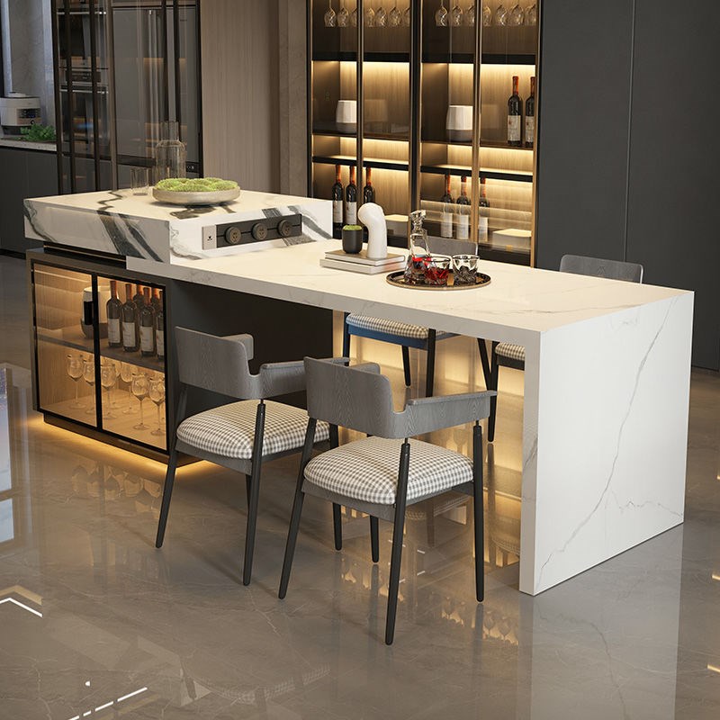 意式岛台餐桌一体家用岩板倒台导台加茶台小户型高端厨房山定制