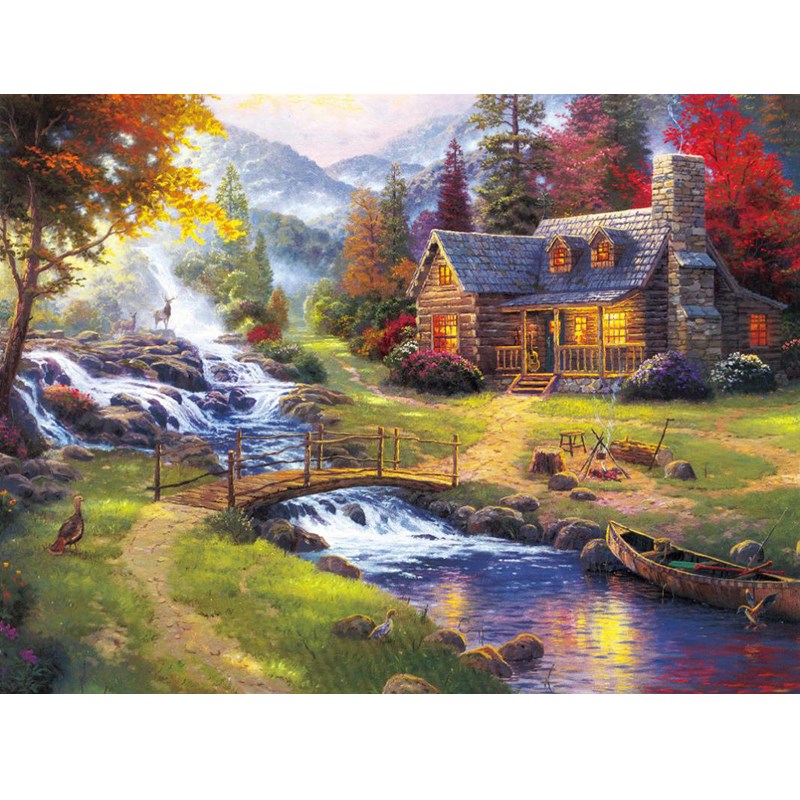 拼图1000片木质一千块成人版大型高难度风景油画减压照片定制玩具图片