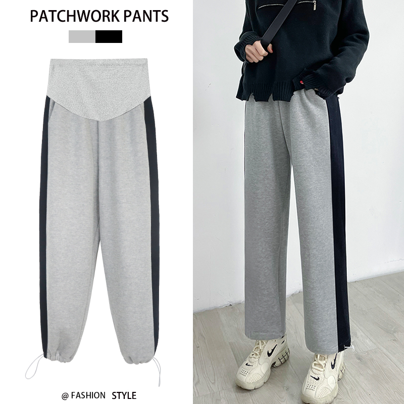 孕妇裤子冬季加绒加厚外穿休闲阔腿裤冬装春秋打底束脚女裤秋冬款