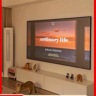 家用高清超窄边幕抗光3D金属黑晶100/120寸壁挂短焦抗光画框幕布