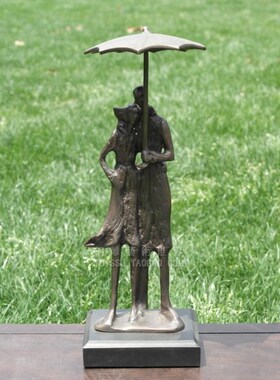 铜雕塑艺术品雨中情抽象现代家居装饰工艺品摆件情侣生日礼品礼物