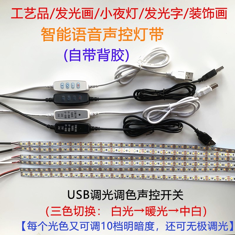 智能语音灯带 0.5米/1米/1x.5米/2米工艺品发光画小夜灯发光字现