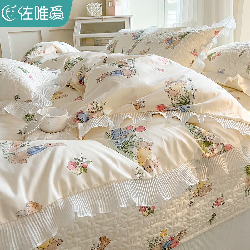 新品公主风四件套全l棉纯棉2023新款床单被罩三件套榻Y榻米床盖单