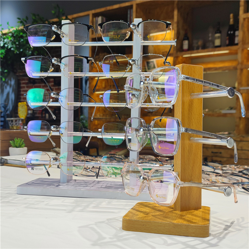 黑白木纹色木质太阳眼镜展示架墨镜陈列收L纳道具展架橱窗摆放架