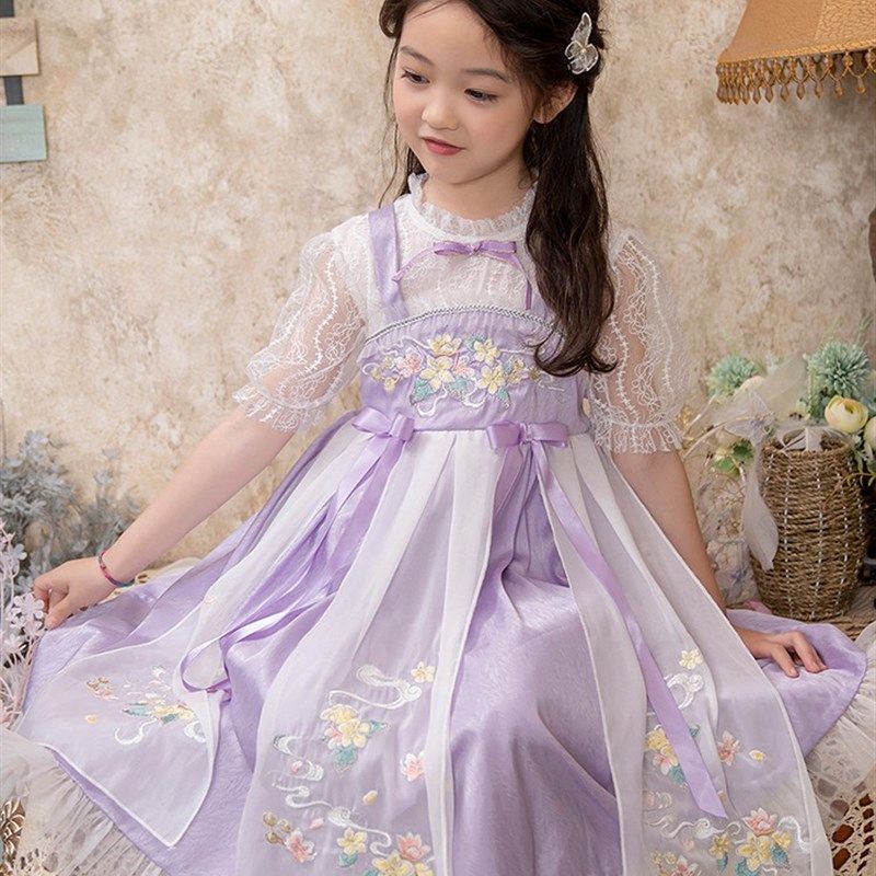 茗楠之家汉服女童夏季襦裙小女孩中国风古装超仙儿童短袖连衣裙,童装/婴儿装/亲子装,汉服,淘宝优惠券,粉丝福利购,淘宝优惠卷