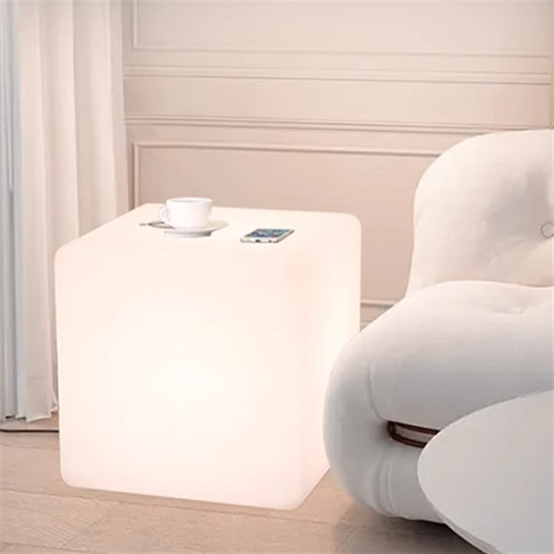 奶油风落地灯卧室床头柜t一体台灯客厅立方体网红创意装饰氛围灯