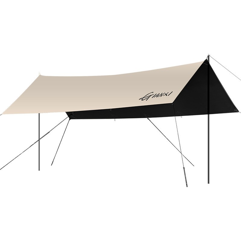 天幕帐篷户外露营遮m阳便携黑胶C防晒防雨凉棚野营装备涂银六角幕