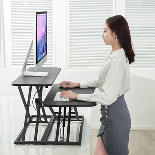 站着工作电脑架笔记本升降办公台可以站立上班学习桌子双层支架