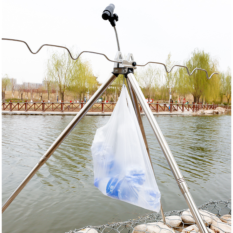 钓鱼支架不锈钢三角伸缩支架手竿海竿G抛竿矶钓多功能带灯炮台支